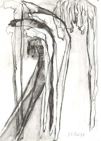 Jitka Válová, skica k obrazu Svatební kytice, 1974, repro archiv sester Válových