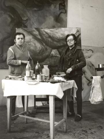 Jitka and Květa in Květa’s studio. Date unknown. Válová Sisters Archive